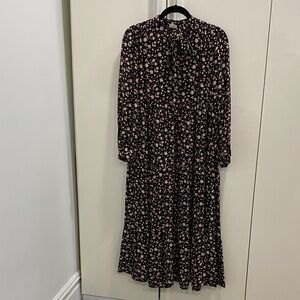 Levi's Black Floral Midi Dress with Pink Accents